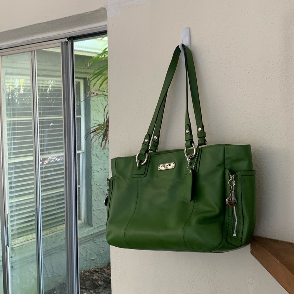 Green Coach Tote Shoulder Bag